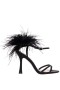 Women Nina Shoes Prom | Demi Black Satin High-heel Sandals With Black Crystals, Feathers And An Ankle-strap
