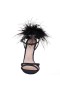 Women Nina Shoes Prom | Demi Black Satin High-heel Sandals With Black Crystals, Feathers And An Ankle-strap
