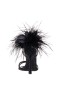 Women Nina Shoes Prom | Demi Black Satin High-heel Sandals With Black Crystals, Feathers And An Ankle-strap