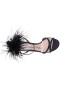 Women Nina Shoes Prom | Demi Black Satin High-heel Sandals With Black Crystals, Feathers And An Ankle-strap