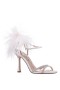 Women Nina Shoes Prom | Demi Ivory Satin High-heel Sandals With Clear Crystals, Feathers And Ankle Strap