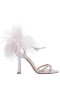 Women Nina Shoes Prom | Demi Ivory Satin High-heel Sandals With Clear Crystals, Feathers And Ankle Strap