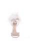 Women Nina Shoes Prom | Demi Ivory Satin High-heel Sandals With Clear Crystals, Feathers And Ankle Strap