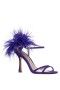 Women Nina Shoes Prom | Demi Midnight Plum Satin High-heel Sandals With Matching Crystals, Feathers And Ankle Strap