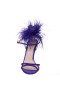 Women Nina Shoes Prom | Demi Midnight Plum Satin High-heel Sandals With Matching Crystals, Feathers And Ankle Strap
