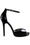 Women Nina Shoes Prom | Famia Black Patent Leatherette Stiletto Platform Sandals With Ankle-strap