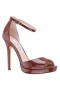 Women Nina Shoes Prom | Famia Mocha Patent Leatherette Stiletto Platform Sandals With Ankle-strap