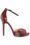 Women Nina Shoes Prom | Famia Mocha Patent Leatherette Stiletto Platform Sandals With Ankle-strap