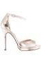 Women Nina Shoes Prom | Famia Platino Metallic Stiletto Platform Sandals With Ankle-strap