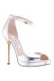 Women Nina Shoes Prom | Famia Silver Metallic Stiletto Platform Sandals With Ankle-strap