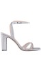 Women Nina Shoes Prom | Helga Silver Textured Metallic With Crystal X-band Vamp Block-heel Sandals