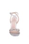 Women Nina Shoes Prom | Helga Silver Textured Metallic With Crystal X-band Vamp Block-heel Sandals