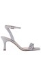 Women Nina Shoes Prom | Leidy Silver Textured Metallic Sandals With Rhinestone Embellishment And Ankle-strap