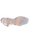 Women Nina Shoes Prom | Leidy Silver Textured Metallic Sandals With Rhinestone Embellishment And Ankle-strap
