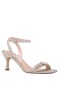 Women Nina Shoes Prom | Leidy Soft Platino Textured Metallic Sandals With Rhinestone Embellishment And Ankle-srap`