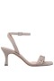 Women Nina Shoes Prom | Leidy Soft Platino Textured Metallic Sandals With Rhinestone Embellishment And Ankle-srap`