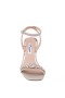 Women Nina Shoes Prom | Leidy Soft Platino Textured Metallic Sandals With Rhinestone Embellishment And Ankle-srap`