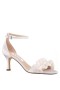 Women Nina Shoes Prom | Lisa Ivory Satin With Ruffle Mid-heel Sandals With Ankle-strap