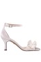 Women Nina Shoes Prom | Lisa Ivory Satin With Ruffle Mid-heel Sandals With Ankle-strap