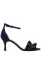 Women Nina Shoes Prom | Lisa New Navy Satin With Ruffle Mid Heel Sandals With Ankle-strap