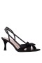 Women Nina Shoes Prom | Lizette Black Satin With Bow Slingback Sandals On A Mid-heel