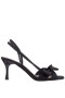 Women Nina Shoes Prom | Lizette Black Satin With Bow Slingback Sandals On A Mid-heel