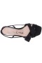 Women Nina Shoes Prom | Lizette Black Satin With Bow Slingback Sandals On A Mid-heel
