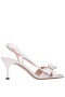 Women Nina Shoes Prom | Lizette Ivory Satin With Bow Slingback Sandals On A Mid-heel