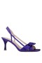 Women Nina Shoes Prom | Lizette Midnight Plum Satin With Bow Slingback Sandals On A Mid-heel