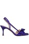 Women Nina Shoes Prom | Lizette Midnight Plum Satin With Bow Slingback Sandals On A Mid-heel