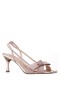 Women Nina Shoes Prom | Lizette Platino Glitter Net With Bow Slingback Sandals On A Mid-heel