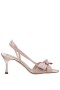 Women Nina Shoes Prom | Lizette Platino Glitter Net With Bow Slingback Sandals On A Mid-heel