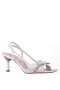 Women Nina Shoes Prom | Lizette Silver Glitter Net With Bow Slingback Sandal On A Mid-heel
