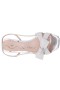 Women Nina Shoes Prom | Lizette Silver Glitter Net With Bow Slingback Sandal On A Mid-heel