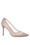 Women Nina Shoes Prom | Nalia Taupe Mesh With Faceted Crystals High-heel Pumps