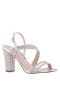 Women Nina Shoes Prom | Sabetha Silver Suedette Crystal Block-heel Dressy Sandal