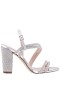 Women Nina Shoes Prom | Sabetha Silver Suedette Crystal Block-heel Dressy Sandal