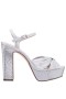 Women Nina Shoes Prom | Skylynn Silver Glitter Block-heel With Platform Stiletto Sandal With Ankle-strap