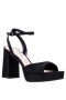Women Nina Shoes Prom | Stacie Black Satin Block-heel Platform Sandals With Twist-front And Ankle-strap