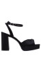 Women Nina Shoes Prom | Stacie Black Satin Block-heel Platform Sandals With Twist-front And Ankle-strap