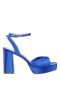 Women Nina Shoes Prom | Stacie Electric Blue Satin Block-heel Platform Sandals With Twist-front And Ankle-strap