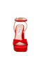 Women Nina Shoes Prom | Stacie Red Satin Block-heel Platform Sandals With Twist-front And Ankle-strap