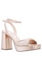 Women Nina Shoes Prom | Stacie Taupe Metallic Suedette Block-heel Platform Sandals With Twist-front And Ankle-strap