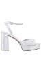 Women Nina Shoes Prom | Stacie True Silver Metallic Suedette Block-heel Platform Sandals With Twist-front And Ankle-strap
