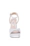 Women Nina Shoes Prom | Stacie True Silver Metallic Suedette Block-heel Platform Sandals With Twist-front And Ankle-strap