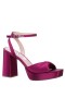 Women Nina Shoes Prom | Stacie Wine Satin Block-heel Platform Sandals With Twist-front And Ankle-strap
