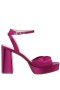 Women Nina Shoes Prom | Stacie Wine Satin Block-heel Platform Sandals With Twist-front And Ankle-strap