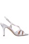 Women Nina Shoes Prom | Valley Silver Metallic Glaze High-heel Slingback Sandals