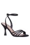 Women Nina Shoes Prom | Veruca Black Glitter Net High-heel Strappy Sandals With Ankle-strap