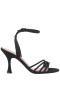 Women Nina Shoes Prom | Veruca Black Glitter Net High-heel Strappy Sandals With Ankle-strap